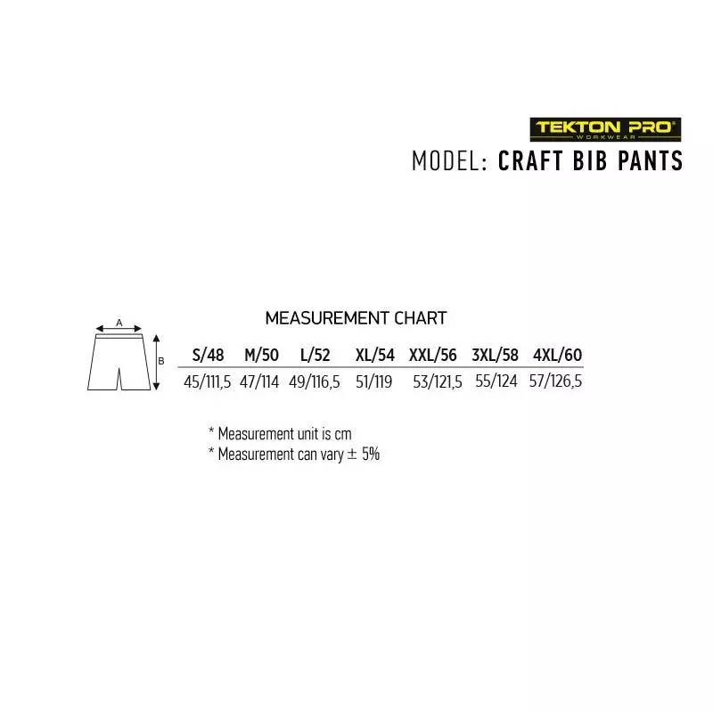 Craft Bib Pants Tregerice Dimenzije